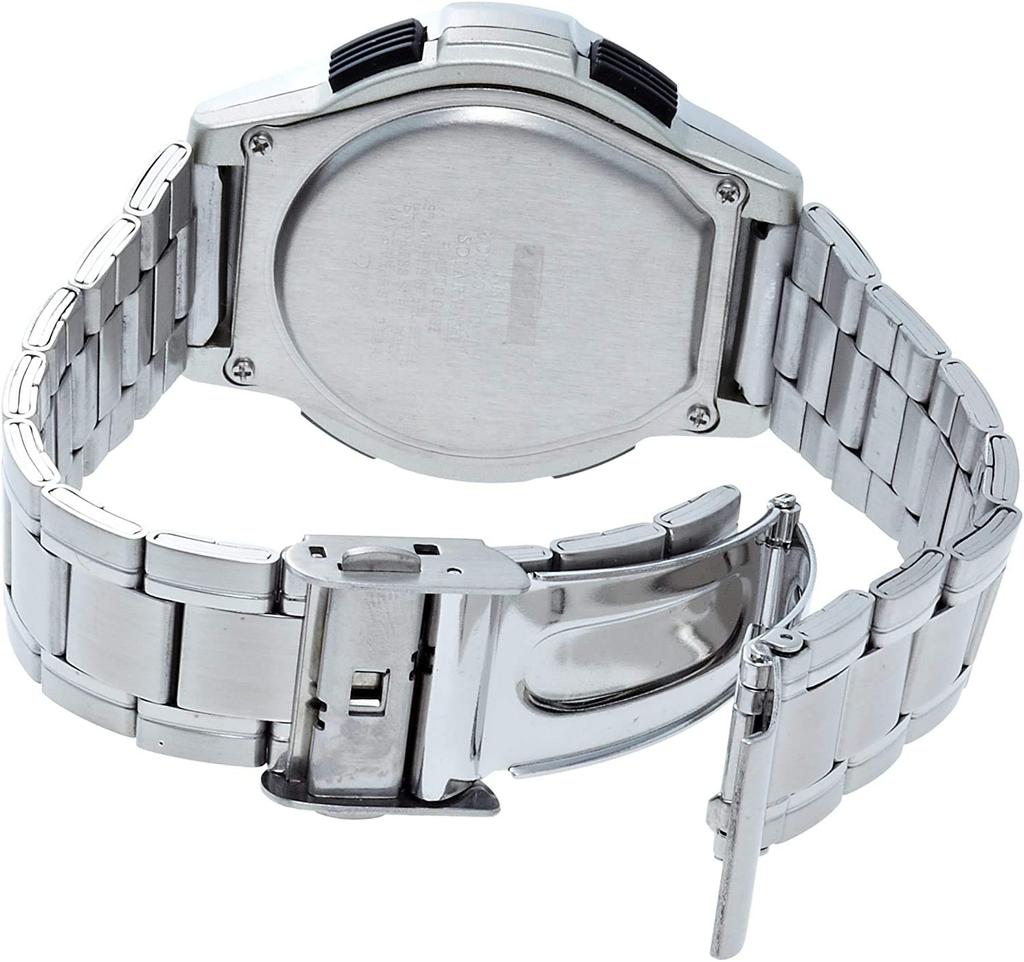 Мужские серебристые цифровые часы Citizen Q&Q MHS5-200 с радиоконтролируемым солнечным питанием, водонепроницаемые, с индикацией даты, металлический браслет