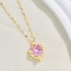 Love Necklace Women'S Light Luxury Commuter Versatile Temperament Inlaid Pink Zirconium Pendant Jewelry