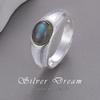 Women's 925 Sterling Silver Labradorite Open Ring – High-End Natural Crystal Vintage Jewelry