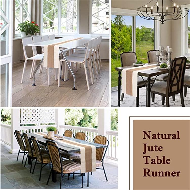 Jute Burlap Table Runner with Light Edge Trim