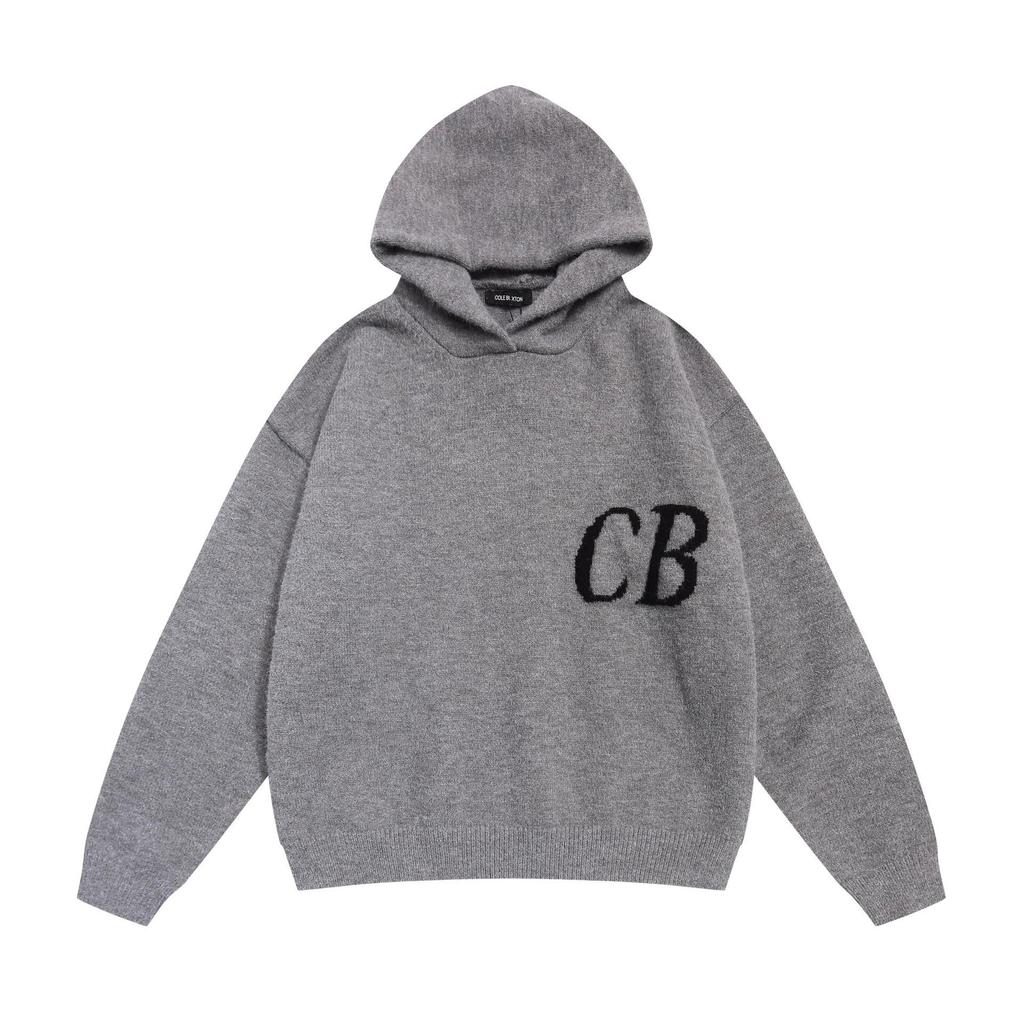 Унисекс Минималистичная Худи Cole Buxton с Жаккардовым Узором из Ниток с Буквами CB - Осенне-Зимний Свободный Повседневный Пуловер
