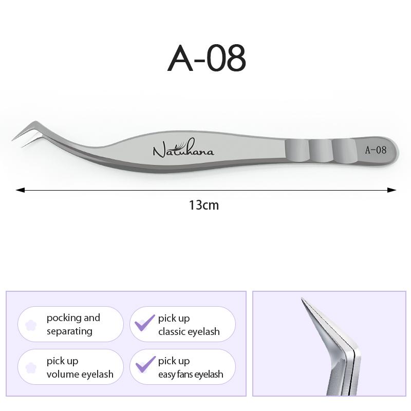 NATUHANA Professional Eyelash Tweezers High Precision Volume Lash Tweezers Stainless Steel False Eyelash Applicator Makeup Tools