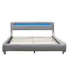 Lit gina pour matelas 140x200 - Sommier Tte de Lit Incurvee Couleur GRIS Pieds en 5 cm - 2 x 13 Lattes - revet