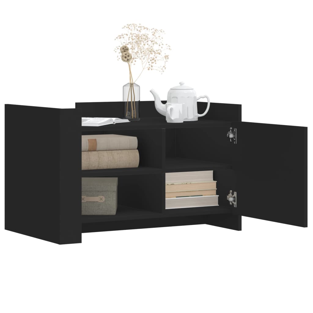  Журнальный столик, черный, 80x50x50 см, древесный материал