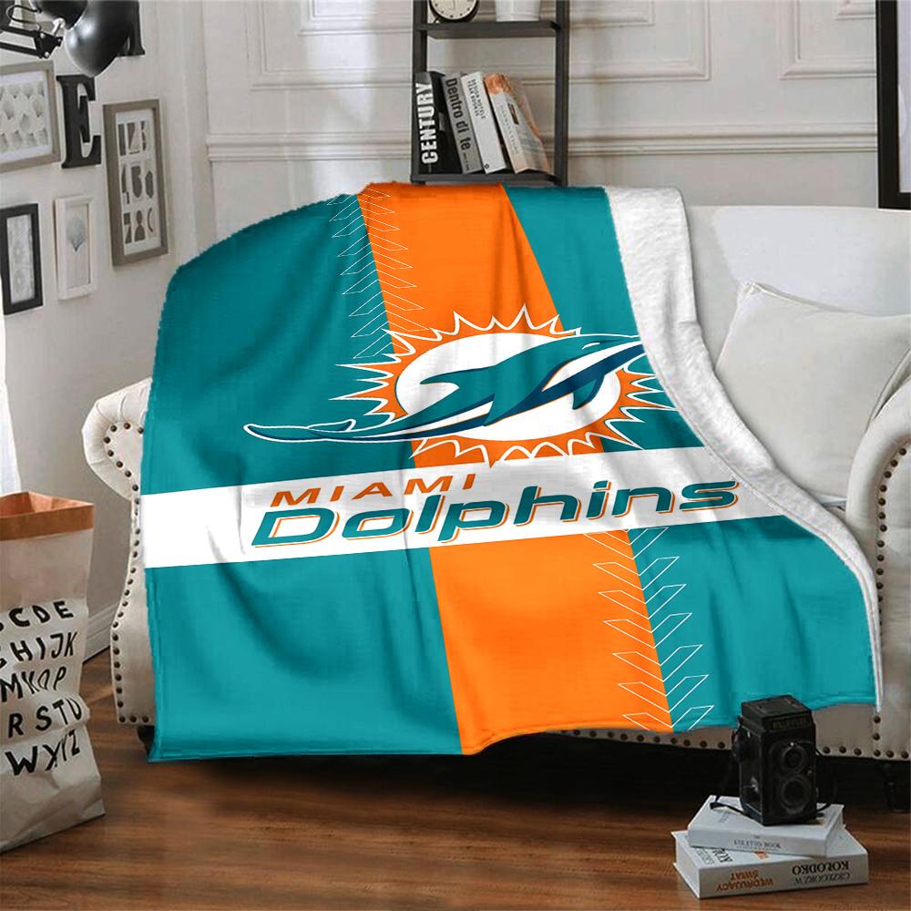 1pc Blanket - Miami Dolphins logo Print Design,Lightweight Blanket for Sofa,Bed- Soft &Warm,Gift for All Seasons