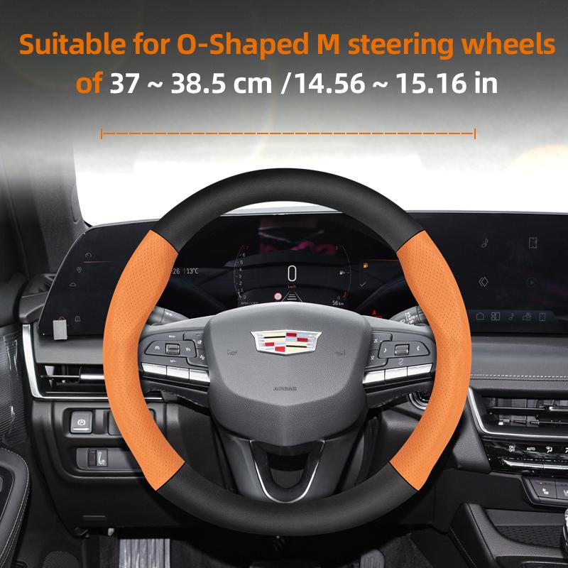 AABHX1 Suitable for Cadillac Breathable Hole Leather Matte Carbon Fiber Texture Steering Wheel Cover Suitable for Cts 2013 Ct4 Carbon Interior Ct5