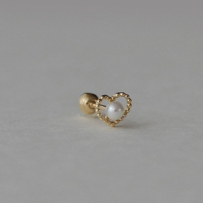 youngglow 14k heart dot line pearl piercing
