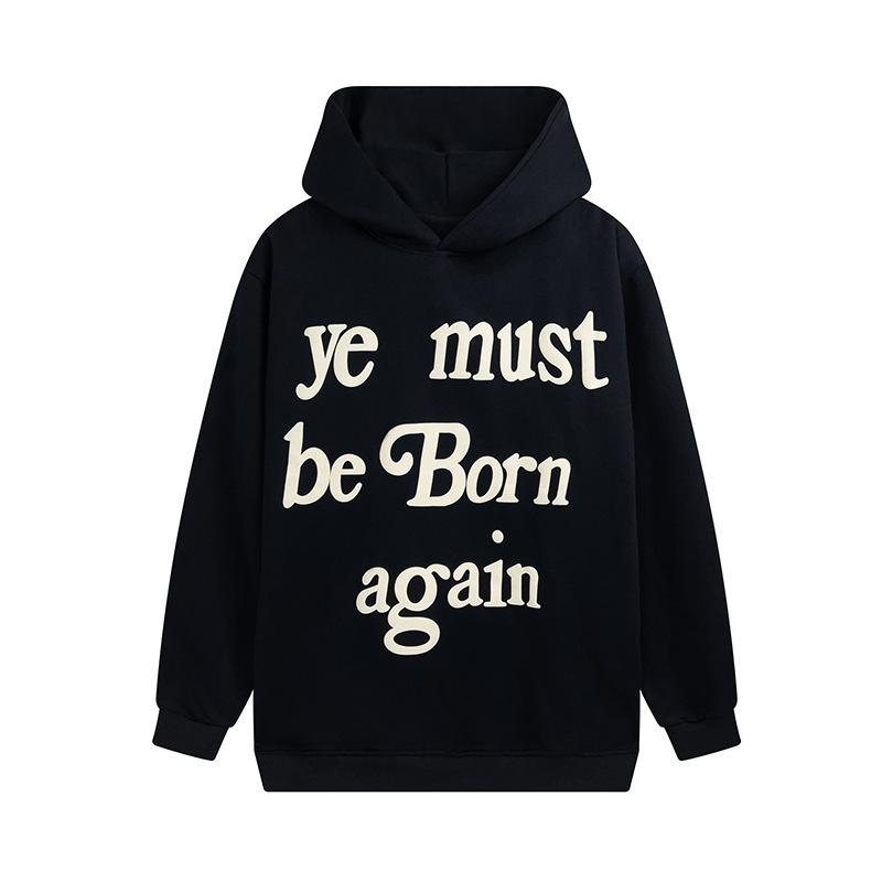 Cross-border trendy brand high street kanye Kanye same rebirth foam letter hooded sweater men's and women's bf hoodie jacket