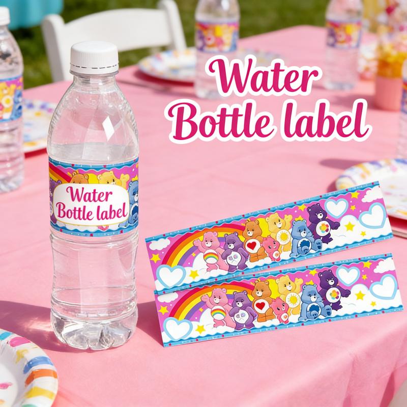 Care Bears Water Bottle Label6Pcs Cute Design Sticker Decor Theme Birthday Party Event Festival Holiday Gathering Decorative Kit Gas Tank Doors 4
