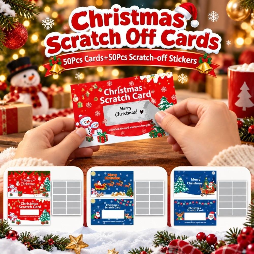 50Pcs/Set DIY Christmas Scratch Off Cards Cartoon Kids Christmas Reward Cards Christmas Party