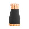 Pure Copper Bedroom Bottle with Inbuilt Glass, Grey Silk Finish Hammered Design - Drinkware & Storage Purpose, Volume 900 Ml