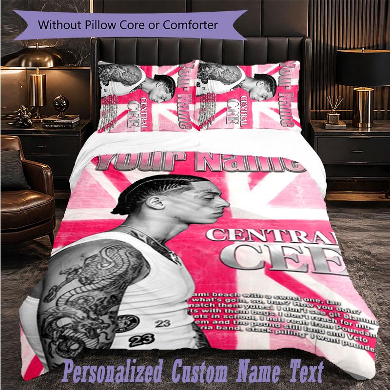 Personalized 3Pcs Bedding SetCentral Cee Custom Text Duvet Cover Pillowcase Set Bedroom Gift