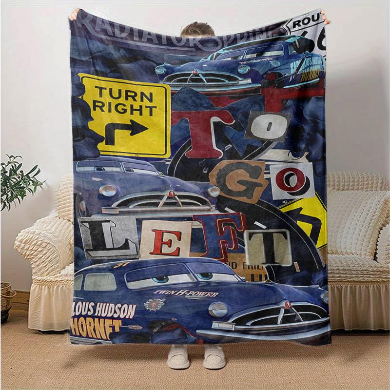 1pc Car Adventure Flannel Blanket Soft Warm Throw Blanket for Bedroom Living Room Bed Travel Camping Picnic Gift. M730059