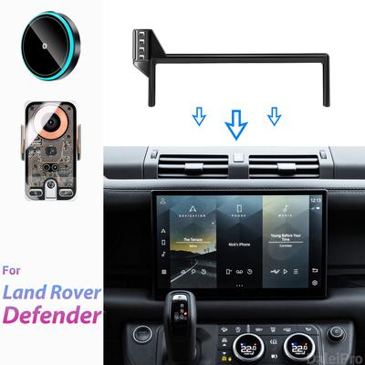 Для Land Rover Defender 90 110 130 2022-2026 Автомобильный держатель для телефона Клипса для крепления на экран Беспроводное зарядное устройство Индивидуальная база для экрана телефона