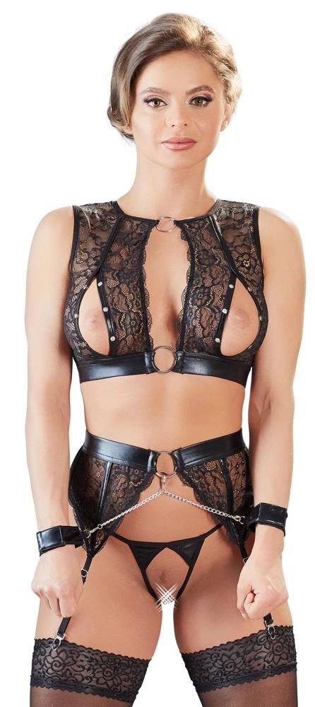 Cottelli Bondage - 3-Piece Lace Bondage Set Black L