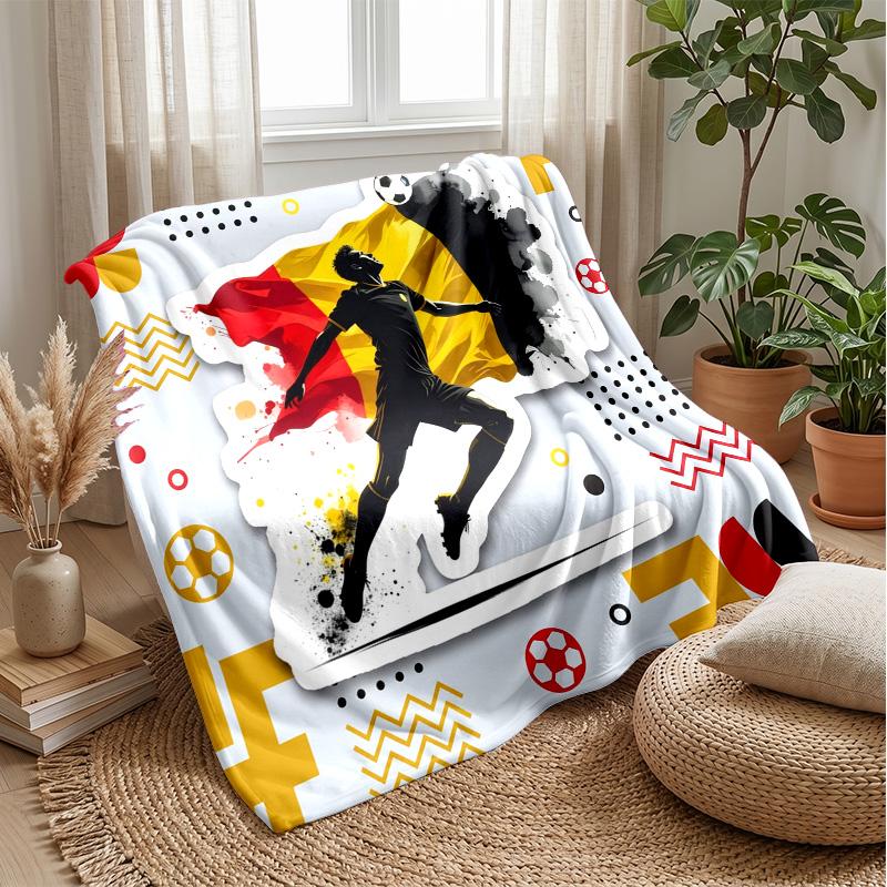 Belgium Football Printed Flannel Blanket Skin Friendly Warm Decorative Throw for Indoor Couch Bed Daily Use