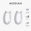 MODIAN серьги-кольца U-образной формы с муассанитом цвета D, серебро 925 пробы, изысканная элегантная застежка для ушей, женские повседневные тонкие украшения