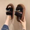 Thick-bottomed Imitation Lamb Wool Slippers Women's Outer Wear Velvet Warm Non-slip Internet Celebrity Autumn and Winter Fluffy Cotton Slippers