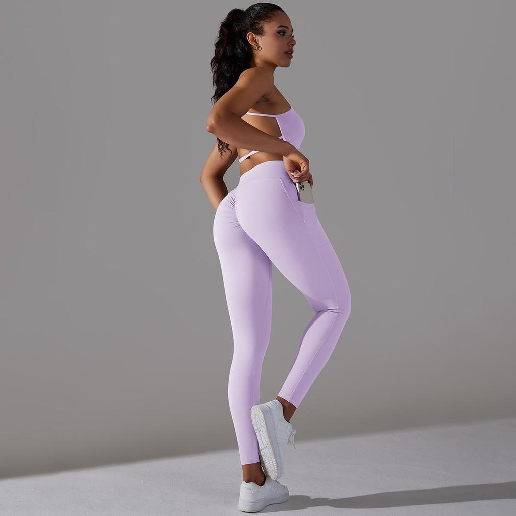 Buttery Soft Gym Set Women Yoga Clothing Nylon Sportswear High Waist Leggings 2 Piece Sports Suits