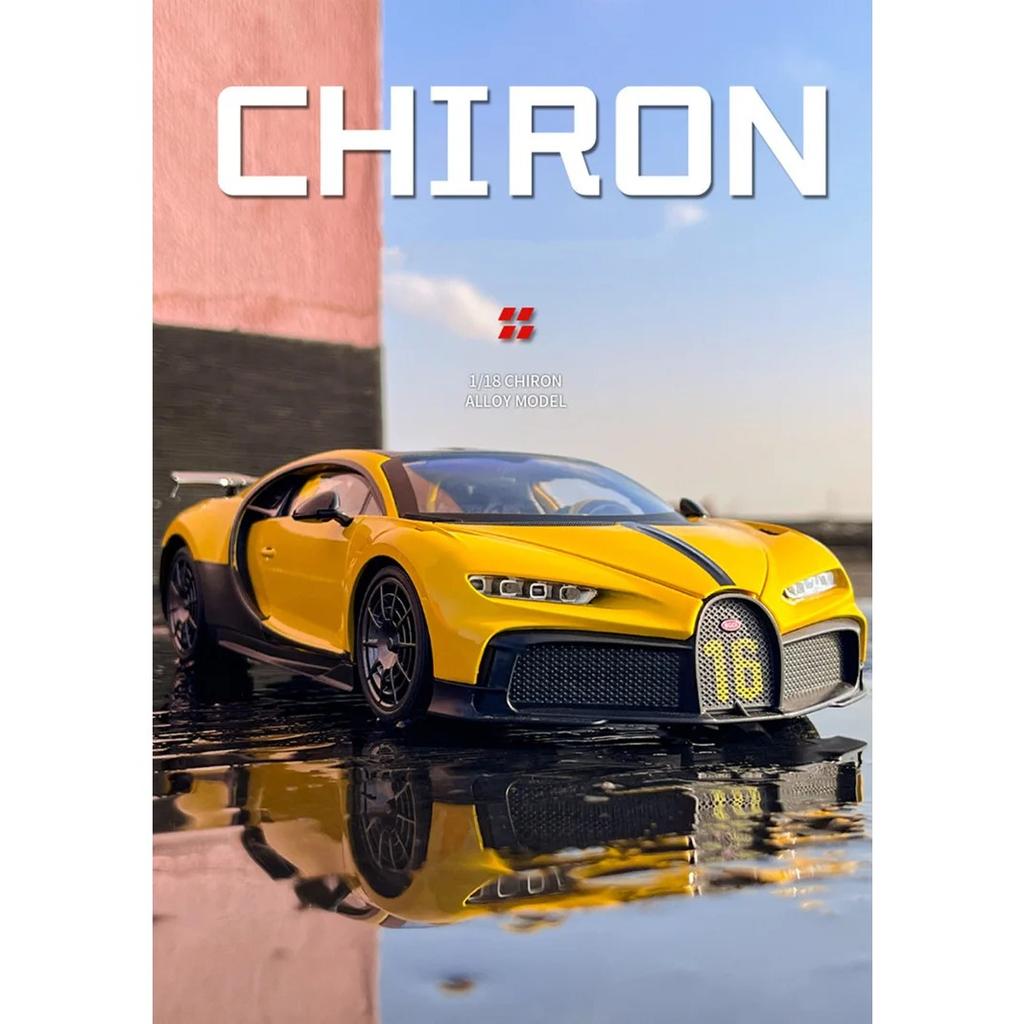 1/18 Bugatti Chiron PUR SPORT Alloy Sports Model Diecasts Metal Racing Super Car Model Simulation Sound and Light Kids Toys Gift