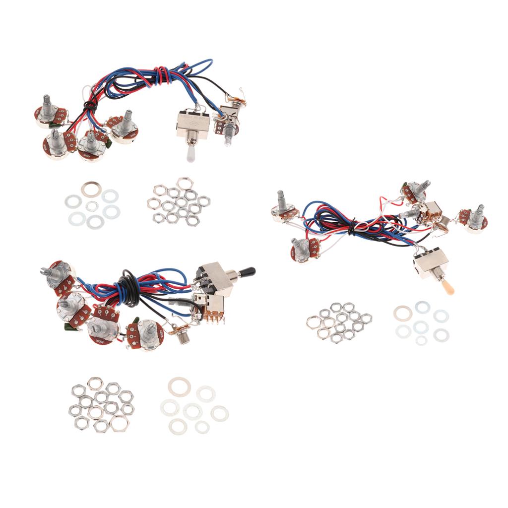 Схема гитарной электроники 2V/2T тумблер переключения звукоснимателей потенциометр A500K/B500K