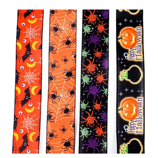 Лента с проводным краем на Хэллоуин, лента летучая мышь, паук, тыква, оберточная лента на Хэллоуин для рукоделия, цветочный бант