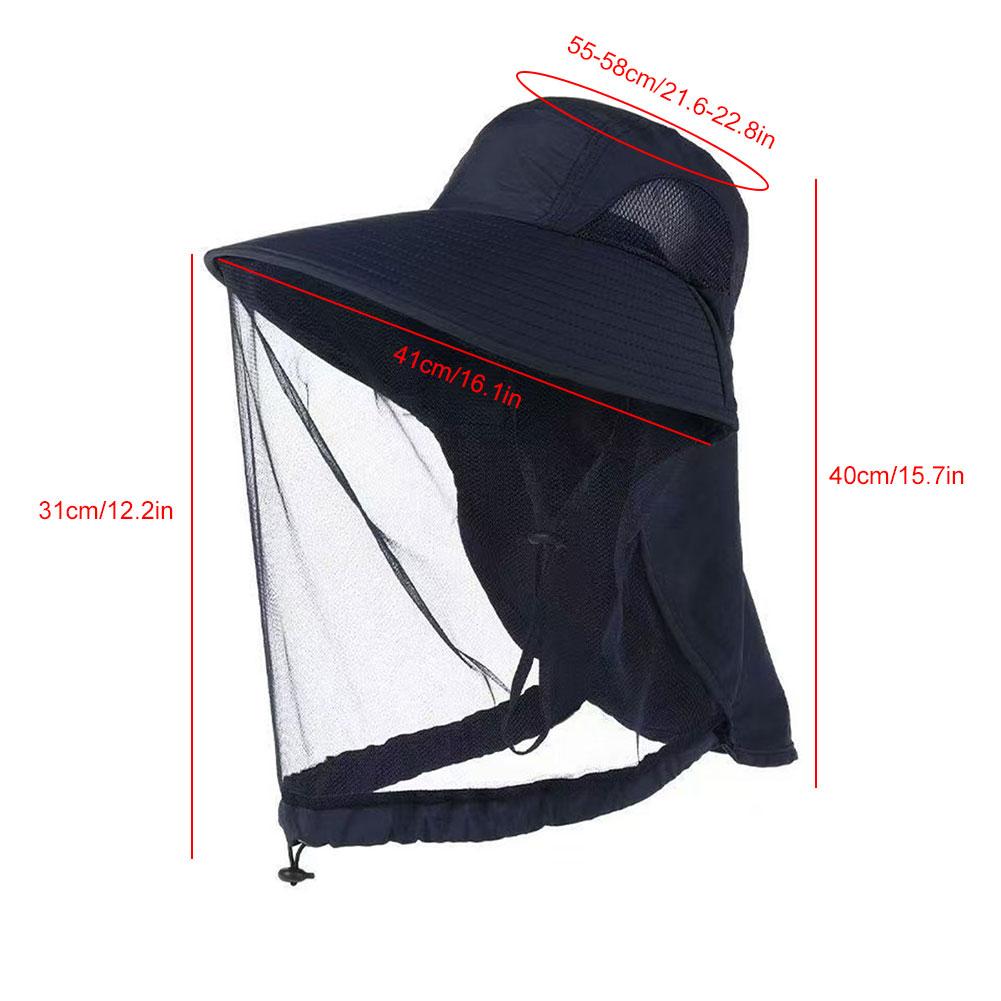 Outdoor Mosquito Head Net Hat Net Mesh Bucket Hat with Neck Flap for Fishing Hiking Camping Climbing