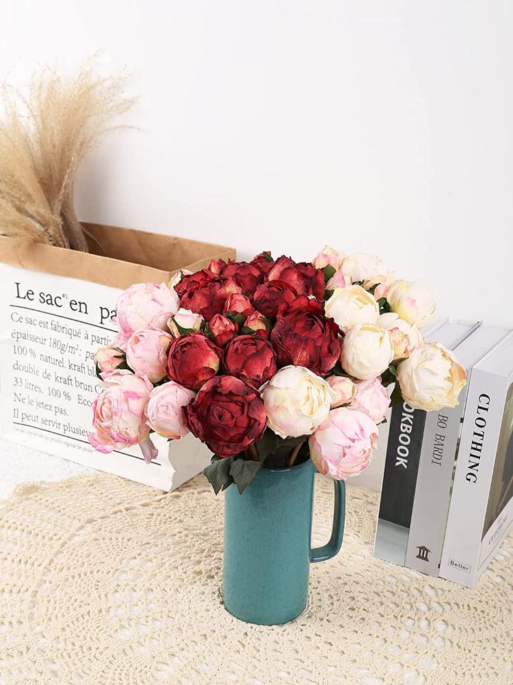 2 букета, винтажные пионы с длинным стеблем, шелковые цветы для свадебного украшения, букет невесты, цветы, поделки, цветочная композиция