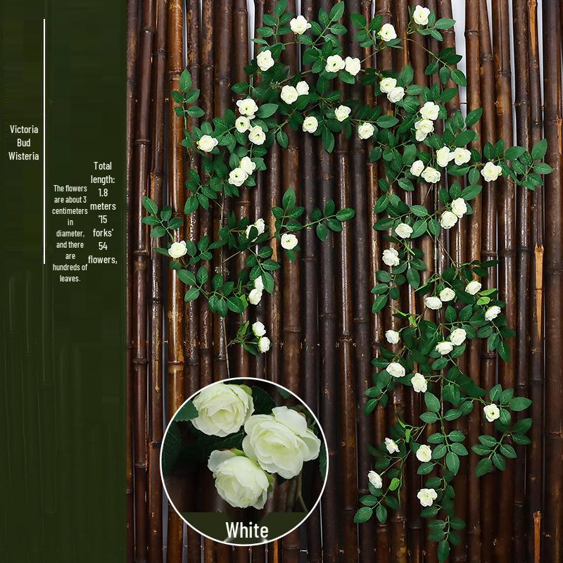 Ротанг Пластиковая Роза Лоза Искусственные Цветы для Свадебного Декора, Подвешивания к Потолку или Стене и Маскировки Труб Кондиционирования