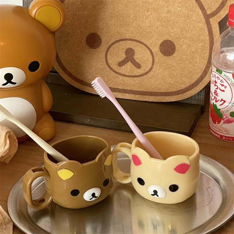 Chubbybaby Рилаккума Мультяшная Чашка для ополаскивания рта Милый Пухлый Медвежонок Пластиковая Чашка для Зубной Щетки kawaii Для Детей Пары Ванной Комнаты Ежедневное Мытье