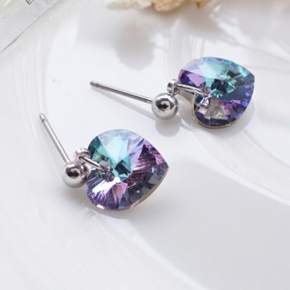 New Arrivals Open Run Mini Heart Shape Mix Crystal Earrings For Women