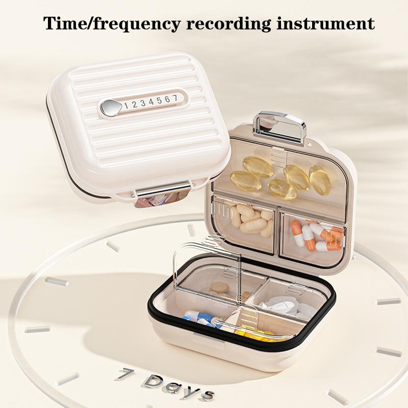 7-Day Pill Organizer - Portable Travel Pill Box with Daily Compartments for Medication/Vitamins