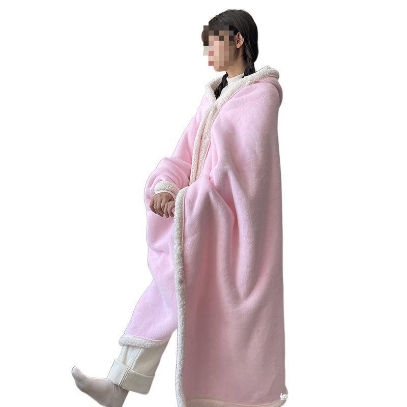 Очень большое детское бархатное одеяло для сна и накидка с капюшоном - Толстая, уютная осенне-зимняя шаль