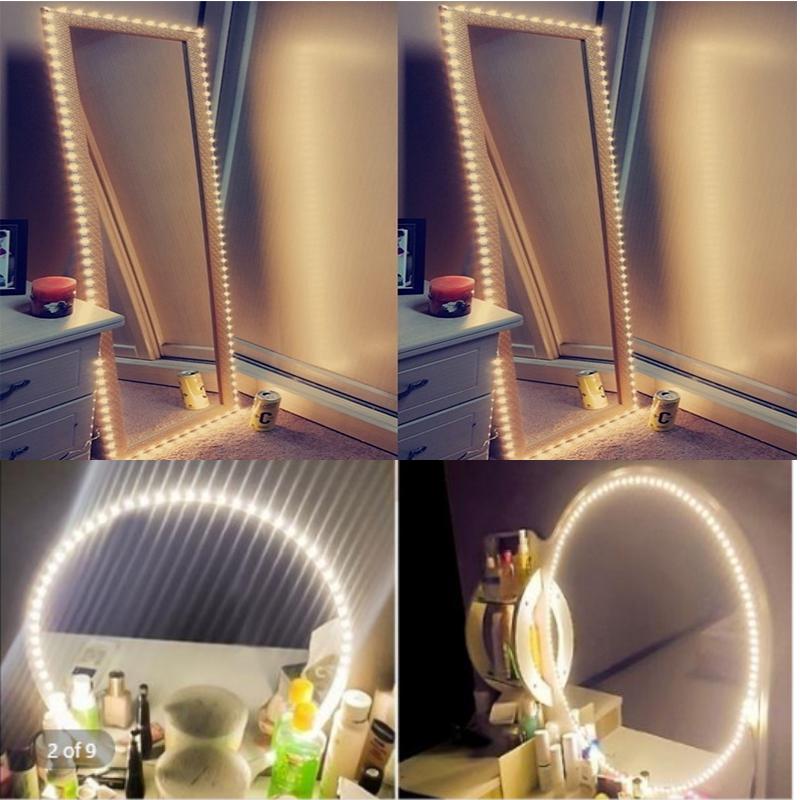 USB-лампа с зеркальной лампой для макияжа «сделай сам», 5 В, светодиодная гибкая лента, USB-кабель, питание, зеркальная лампа, украшение для дома и вечеринки