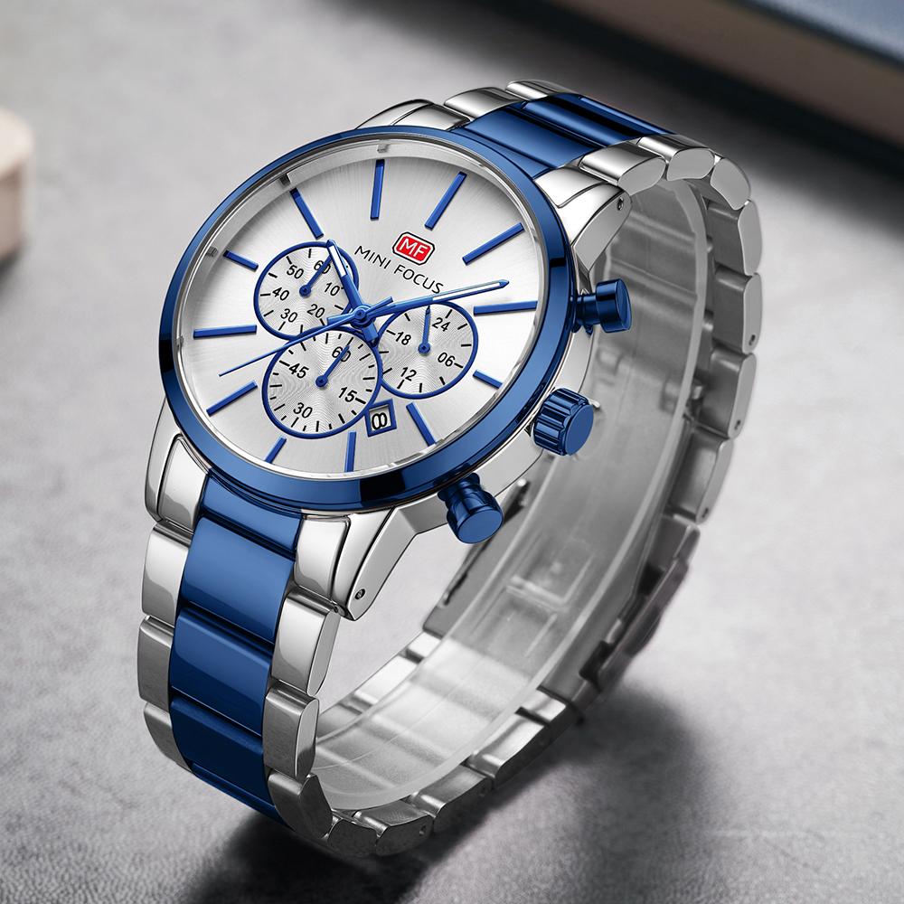 MINI FOCUS Business Sport Watches Men Luxury Top Brand Stainless Steel Wristwatch Man Waterproof Chronograph Quartz Watch
