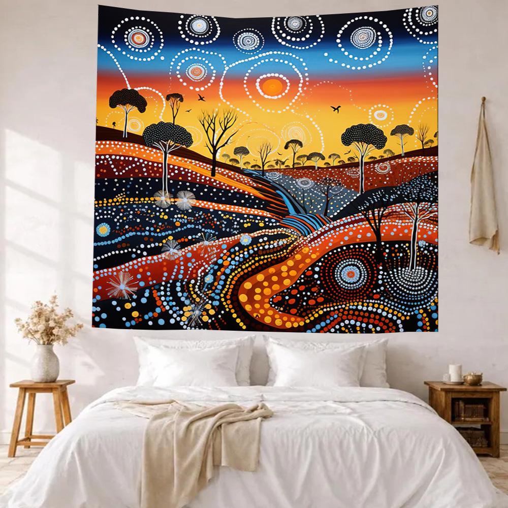 Australian Aboriginal Style Wall Decor Tapestry Art For Pet Memorial Birthdaywedding Party Backdrop Family Gift