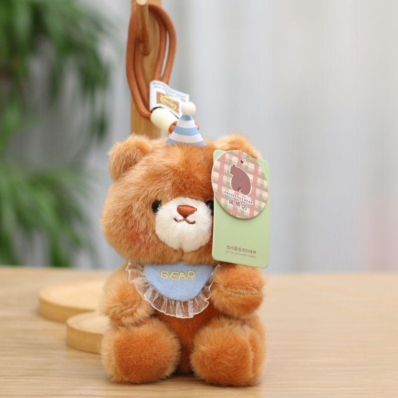Cute Plush Teddy Bear Keychain Sleeping Bear Pendant Bag Charm Desktop Ornament Doll