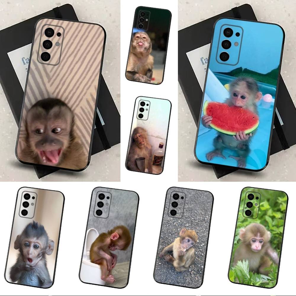 Cute Funny Monkey For Samsung Galaxy A73,31,71,53,32,72,Note,22,41,8,9,52,J7,Soft Black Silicone Cover Case