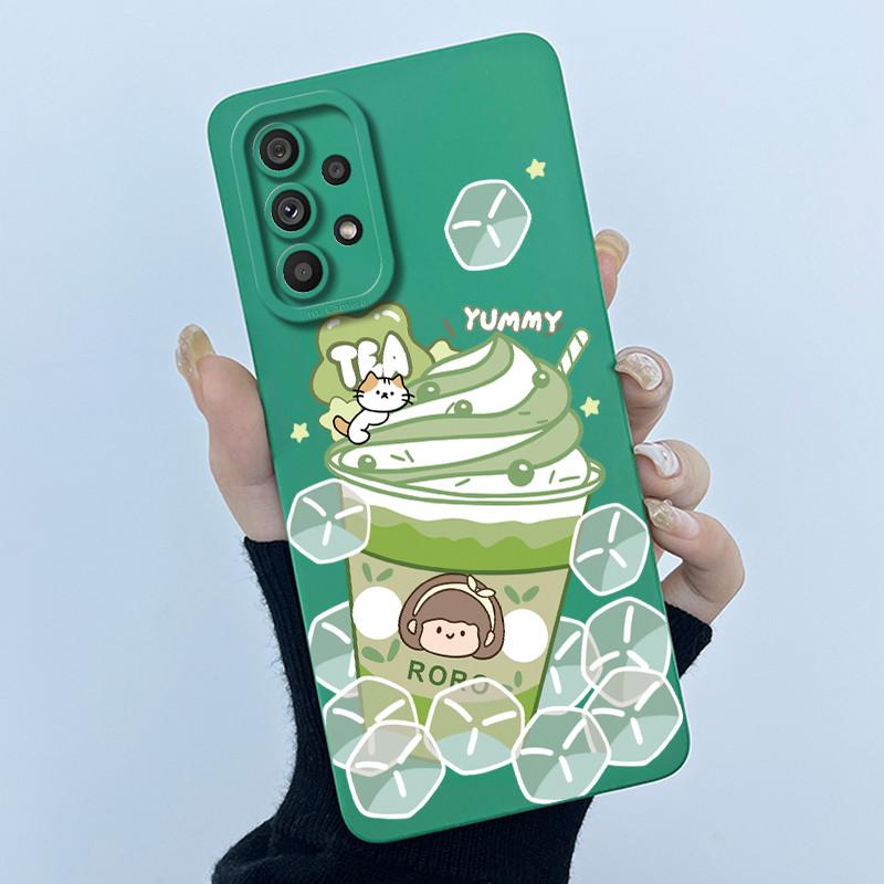 Shockproof Matte Case For Samsung Galaxy A32 A52 A52S A72 M52 5G Lovely Cartoon Liquid Silicone Camera Protective Bumper Cover
