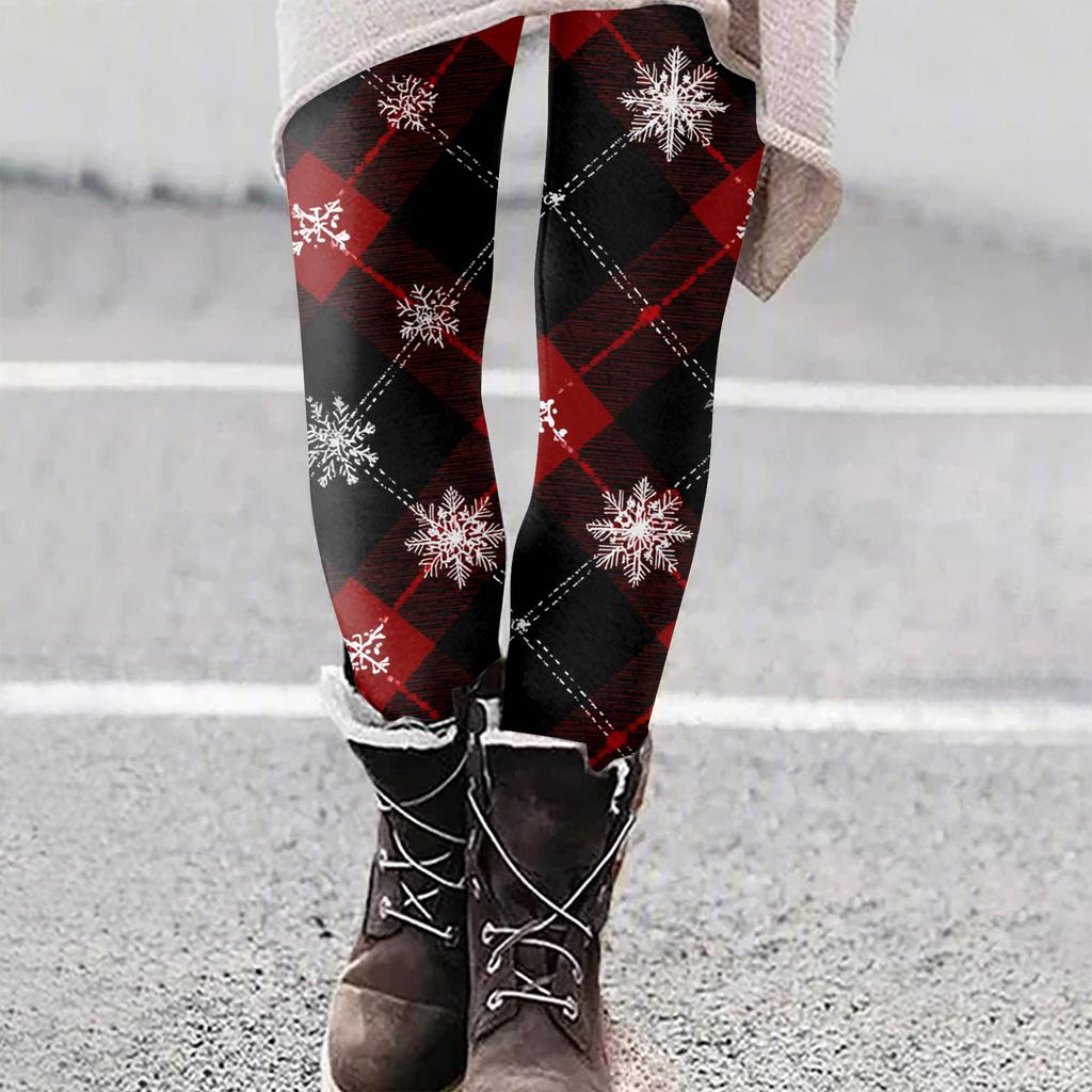 Женские рождественские облегающие эластичные повседневные брюки для йоги