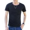 Summer Men T-shirt Round Neck V Neck Short Sleeve Solid Color Soft Breathable Thin Pullover Slim Fit Simple Style Casual Men Top