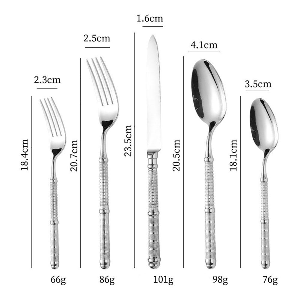 Light Luxury Stainless Steel Tableware Embossed Floral Pattern Knife Fork Spoon Set Durable Silverware for Home Restaurant