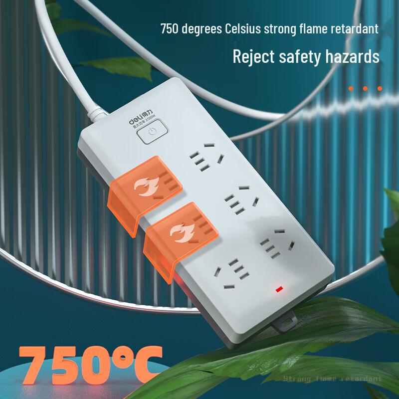 Deli 18261 6-Outlet Power Strip with Master Switch CN plug (adapter included)