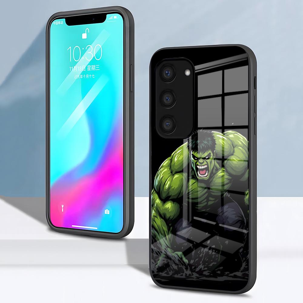 Superhero H-Hulk Phone Case For Samsung S26 S25 S24 FE S23 S22 S21 Plus S20 Ultra Note20Ultra Black Glass Cover
