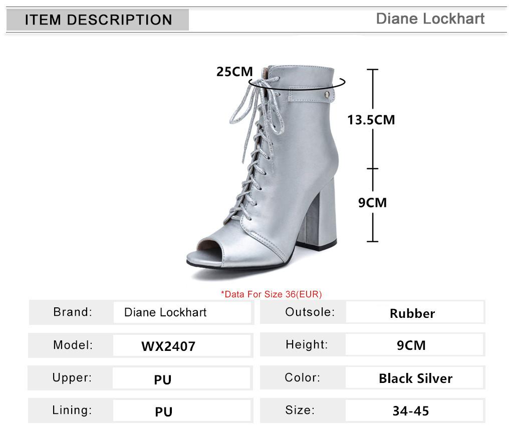 Мода Женские Ботильоны с Открытым Носком Летние Женские Перекрестные Ботильоны на Толстом Высоком Каблуке Шнуровка Челси Ботильоны Женские Ботинки Серебристый Черный