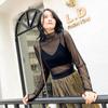 Summer Fall Women Hollow Transparent Round Neck Short Sleeve T-shirt Tops See Through T Shirt Harajuku Pullover