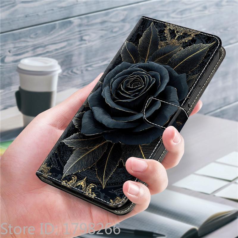 Leather Etui Phone Case for Nokia G300 G21 G11 G20 G10 G60 G22 6.3 5.3 3.1 5.4 Flip Cover Magnetic Wallet Painted Flower Deer