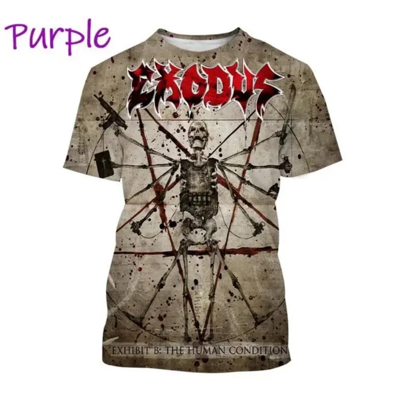 Metal Rock Exodus Band 3D Print O-Neck Tshirt Men Fashion Tees Casual Short Sleeve Oversized Y2K Harajuku Unisex Clothing