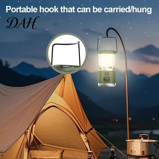 Waterproof Camp Light Camping with 4 Lighting Modes, USB-C Rechargeable Portable Tent Adjustable Brightness Lantern Lamp, Stepless Dimming LED