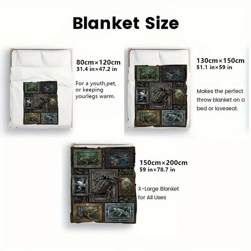 Frog Variations 2D Flat Pattern Flannel Blanket, High quality All Seasons, Home Decor, Warmth and Comfort, Perfect for Christmas Gifts.